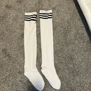 🧡5/$25🧡White Knee-High Socks with Black Stripes